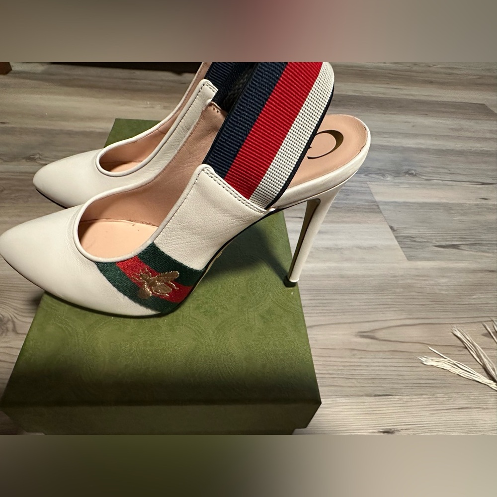 Gucci White and Red High Heel Shoes